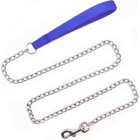 Chain Leash for Small Dogs, Heavy Duty Metal Dog Lead Durable Strong Chew Proof Puppy Leashes for Small Medium Large Breed Pet Dogs, 2.0mm * 4ft Black Handle