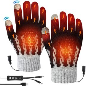 قفازات USB ساخنة للرجال والنساء، قفازات تدفئة حياكة مع قفازات تدفئة يدوية من الصوف المحبوك على الوجهين مع أصابع تعمل باللمس و3 قفازات كمبيوتر محمول قابلة للغسل بدرجة حرارة قابلة للتعديل in Kuwait