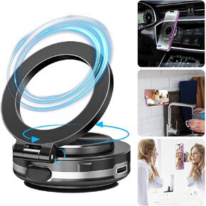 AICase Fall Car Electric Suction Cup Vacuum Magnetic Phone Holder, 360° Rotatable Compatible with MagSafe Magnet Strong Vacuum Suction Cell Phone Car Mount for iPhone & Android, Black