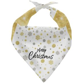 Dog Scarf Silk Male Pet Triangle Bandanas Gold Cats Bib Puppy Costumes Neckerchief Printed Merry Christmas Pup Kerchief Hankie Art Neckwear Tie Accessories for Small Medium Large Dogs Boys Girls