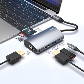 7-in-1 USB-C to HDMI Hub with Rj45 Port,1 USB-C 100W PD Charing, 1 USB-A 3.0, 1 USB-C, HDMI 4K, SD/TF for iPad Pro MacBook Pro Laptops