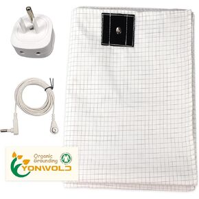 Organic Grounding Sheet 10% Silver Full/Double for Bed Sleeping Therapy with Safest Ground Adapter and Connection Cord 54X75 INCH
