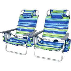 Tangkula Backpack Beach Chair with Table, 5-Position Lay Flat Beach Chairs with Cooler Bag, 2 Cup Holders, Towel Bar, Lightweight Low Folding Beach Chair with Backpack Straps in Kuwait