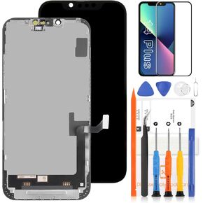 for iPhone 14 Plus Screen Replacement 6.7 inch for iPhone 14 Plus A2886, A2632, A2885, A2896 3D Touch LCD Display Digitizer Full Glass Assmbly with Repair Tools and Tempered Glass(Black IPS)
