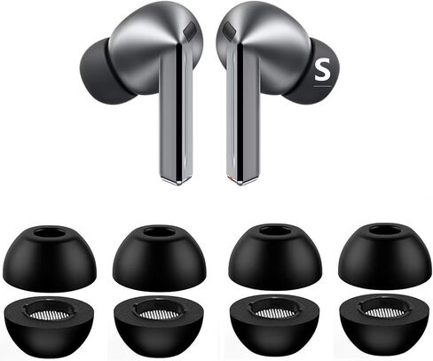 Replacement Memory Foam Ear Tips for Galaxy Buds3 Pro, Noise Canceling Foam Eartips Ear Plug Ear Tip,Fit in Case,XL/L/M/S 4 Size 4 Pairs,Black (Buds3ProFoam4P) in Kuwait