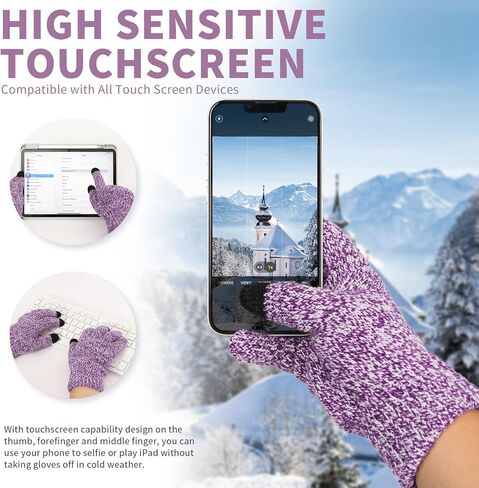 Winter Clothes Set with Beanie Hat Touchscreen Gloves Long Neck Scarf, Christmas Gifts for Adult Women Stocking Stuffers - BLACK in Kuwait