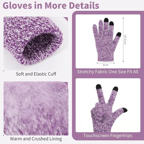 Winter Clothes Set with Beanie Hat Touchscreen Gloves Long Neck Scarf, Christmas Gifts for Adult Women Stocking Stuffers - BLACK in Kuwait