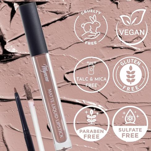 Mynena Dark Brown Matte Liquid Lipstick & Liner Kit | Long-Lasting, Waterproof | Full Coverage, No Smudge | Cocoa in Saudi Arabia