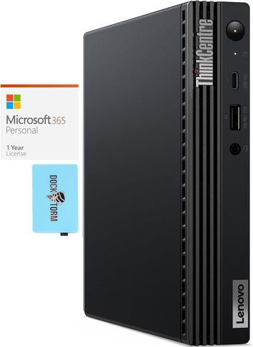 كمبيوتر سطح المكتب الصغير Lenovo ThinkCentre M70q Tiny Home & Business (Intel i3-10105T 4-Core، ذاكرة الوصول العشوائي 16 جيجابايت، 512 جيجابايت PCIe SSD، Intel UHD 630، WiFi، بلوتوث، Win 11 Pro) مع MS 365 Personal، Dockztorm Hub in Saudi Arabia