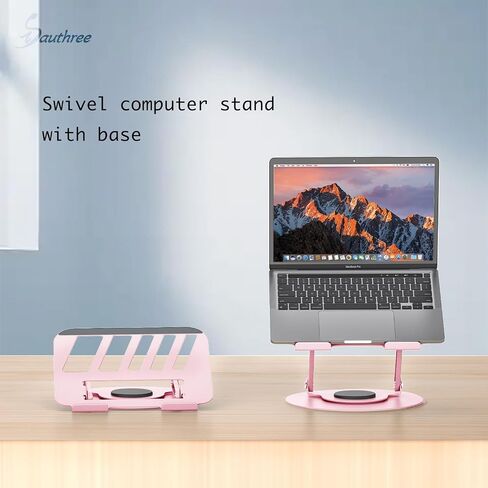 360° Rotating Adjustable Laptop Stand&Metal Phone Holder Perfect for Work,Painting,Office,Travel,Home,Fits MacBook & Laptops up to13-17",Dual Rotary Shaft,Folding Design-Purple& Pink in Saudi Arabia