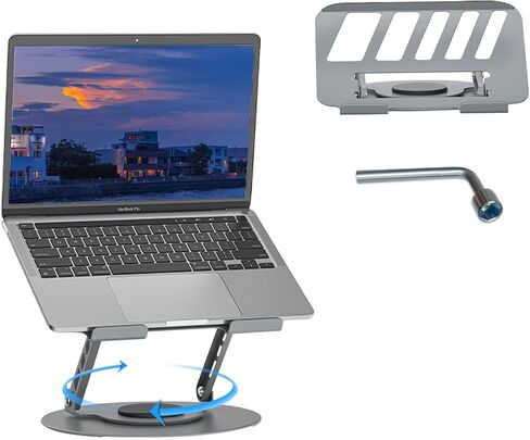360° Rotating Adjustable Laptop Stand&Metal Phone Holder Perfect for Work,Painting,Office,Travel,Home,Fits MacBook & Laptops up to13-17",Dual Rotary Shaft,Folding Design-Purple& Pink in Saudi Arabia