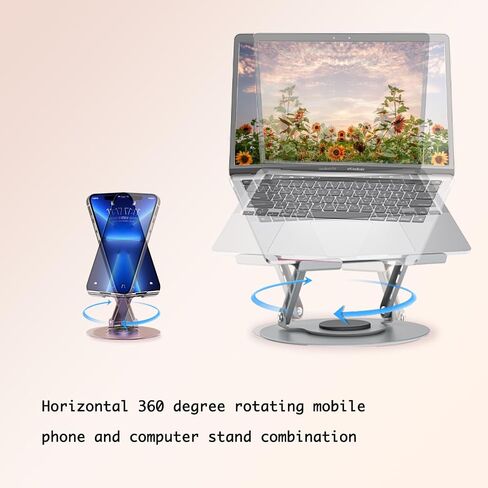 360° Rotating Adjustable Laptop Stand&Metal Phone Holder Perfect for Work,Painting,Office,Travel,Home,Fits MacBook & Laptops up to13-17",Dual Rotary Shaft,Folding Design-Purple& Pink in Saudi Arabia