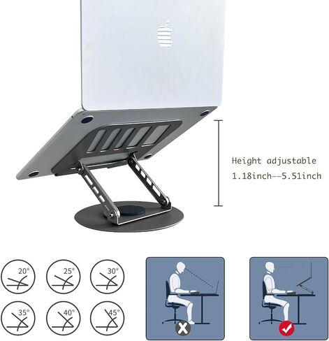 360° Rotating Adjustable Laptop Stand&Metal Phone Holder Perfect for Work,Painting,Office,Travel,Home,Fits MacBook & Laptops up to13-17",Dual Rotary Shaft,Folding Design-Purple& Pink in Saudi Arabia
