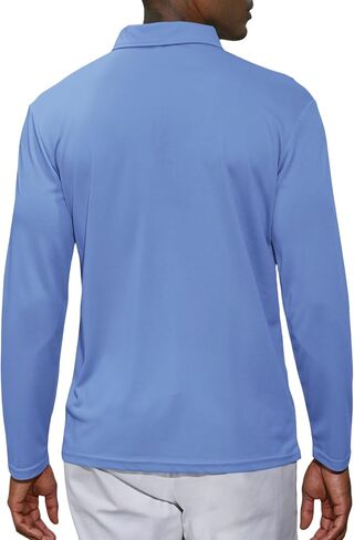 Lexiart Mens Casual Polo Shirts Cotton Basic Long Sleeve Classic Polo Shirts Solid Color Golf Shirt with Pocket in Saudi Arabia