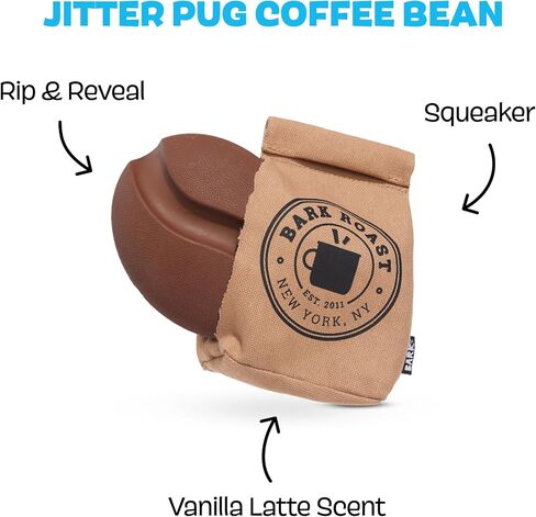 BARK Jutter Pug Coffee Bean Dog Toy for Medium Dogs – Hidden Surprise Toy Inside for Engaged and Excited Playtime Fun in Kuwait