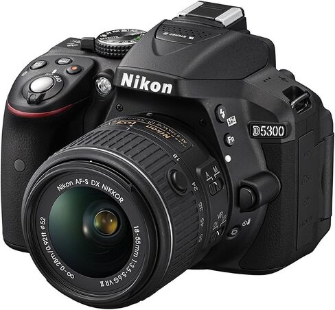 كاميرا Nikon D5300 24.2 ميجابكسل CMOS رقمية SLR مع عدسة تكبير 18-55 ملم f/3.5-5.6G ED VR II Auto Focus-S DX NIKKOR (أحمر) - (متجددة) in Saudi Arabia