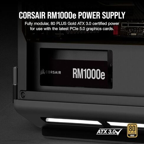 Corsair RM1000e (2023) مصدر طاقة منخفض الضوضاء معياري بالكامل - متوافق مع ATX 3.0 وPCIe 5.0 - مكثفات مصنفة 105 درجة مئوية - كفاءة ذهبية 80 بلس - دعم الاستعداد الحديث - أسود (متجدد) in Kuwait