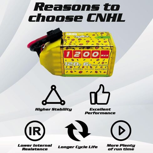 CNHL 1200mAh 6S Lipo Battery 22.2V 100C Burst 200C with XT60 Plug for FPV Racing,RC Quadcopter Helicopter Airplane (2 Packs) in Kuwait