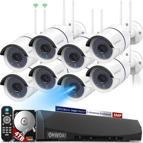 《Dual Antenna Enhanced & 100FT Night Vision》Outdoor Wireless Security Camera System, WiFi Cameras, Home Video Surveillance Systems in Kuwait
