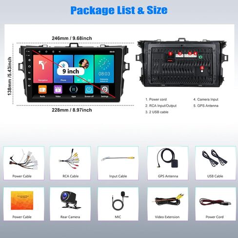 SIXTOP [2+32G] Android 13 Car Stereo for Toyota Corolla 2006 2007 2008 2009 2010 2011 2012 with Carplay Android Auto 9 inch Touch Screen Radio Bluetooth GPS Mirror Link FM WiFi+Rear Camera&Microphone in Saudi Arabia