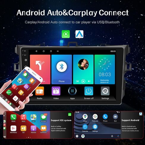 SIXTOP [2+32G] Android 13 Car Stereo for Toyota Corolla 2006 2007 2008 2009 2010 2011 2012 with Carplay Android Auto 9 inch Touch Screen Radio Bluetooth GPS Mirror Link FM WiFi+Rear Camera&Microphone in Saudi Arabia