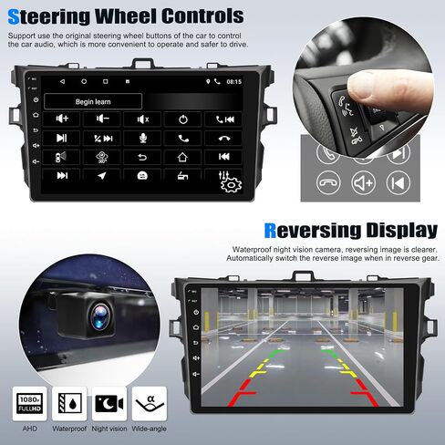 SIXTOP [2+32G] Android 13 Car Stereo for Toyota Corolla 2006 2007 2008 2009 2010 2011 2012 with Carplay Android Auto 9 inch Touch Screen Radio Bluetooth GPS Mirror Link FM WiFi+Rear Camera&Microphone in Saudi Arabia