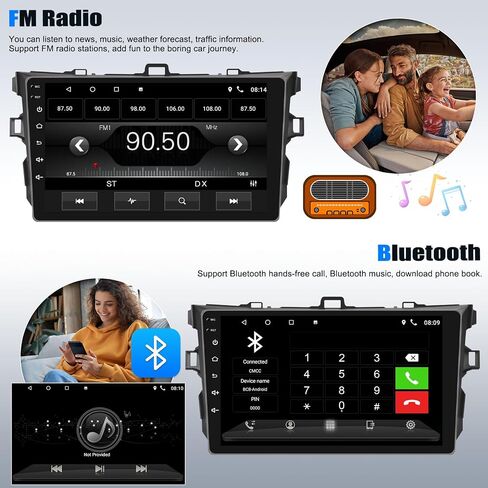 SIXTOP [2+32G] Android 13 Car Stereo for Toyota Corolla 2006 2007 2008 2009 2010 2011 2012 with Carplay Android Auto 9 inch Touch Screen Radio Bluetooth GPS Mirror Link FM WiFi+Rear Camera&Microphone in Saudi Arabia