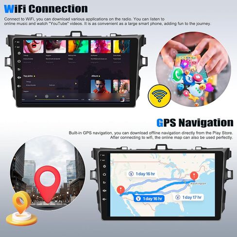 SIXTOP [2+32G] Android 13 Car Stereo for Toyota Corolla 2006 2007 2008 2009 2010 2011 2012 with Carplay Android Auto 9 inch Touch Screen Radio Bluetooth GPS Mirror Link FM WiFi+Rear Camera&Microphone in Saudi Arabia