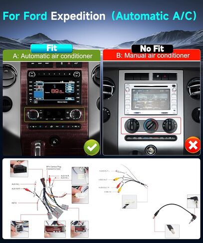 2G 64G for Ford Expedition 2007-2014 Automatic A/C Car Radio Stereo Replacement with Wireless Carplay Android Auto 9inch1080P Touchscreen with Bluetooth 28UI RDS FM Radio Mirror Link Backup Camera in Saudi Arabia