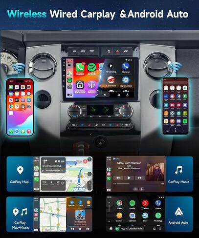 2G 64G for Ford Expedition 2007-2014 Automatic A/C Car Radio Stereo Replacement with Wireless Carplay Android Auto 9inch1080P Touchscreen with Bluetooth 28UI RDS FM Radio Mirror Link Backup Camera in Saudi Arabia
