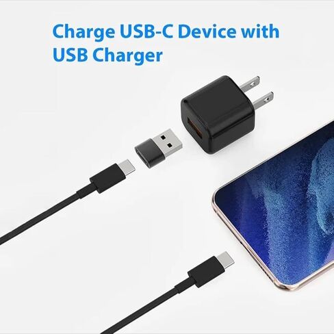 USB to USB-C Adapter 2-Pack, High-Speed Data Transfer & Fast Charging, USB 2.0 Male to Type-C Female, Compatible with Phone, Computer, Car, Wall Outlet - Black/Silver. (Silver) in Saudi Arabia
