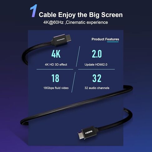 كابل WEWATCH HDMI 2.0 بطول 16.5FT 18 جيجابت في الثانية لجهاز العرض TV Box Xbox PS5 Roku Fire TV وما إلى ذلك كابل HDMI 28/30AWG مجدول إيثرنت فائق السرعة 4K@60 هرتز 1080P 3D HDR يدعم كابل HDMI in Kuwait