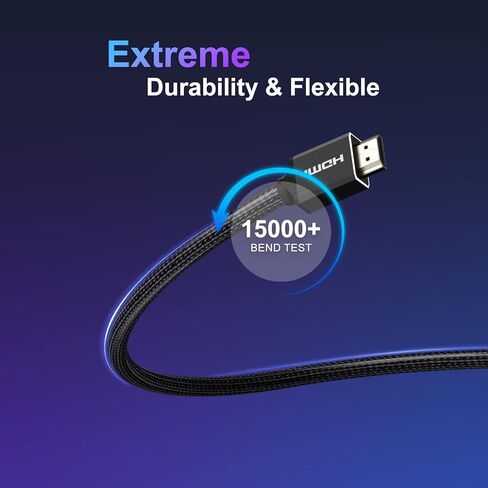 كابل WEWATCH HDMI 2.0 بطول 16.5FT 18 جيجابت في الثانية لجهاز العرض TV Box Xbox PS5 Roku Fire TV وما إلى ذلك كابل HDMI 28/30AWG مجدول إيثرنت فائق السرعة 4K@60 هرتز 1080P 3D HDR يدعم كابل HDMI in Kuwait