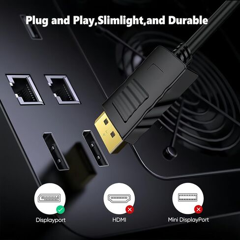 كابل DisplayPort 10 حزم، كابل DP بطول 6 أقدام 1.2، [4K@60 هرتز، 2K@165 هرتز، 2K@144 هرتز]، كابل منفذ عرض عالي السرعة 144 هرتز، لشاشة الألعاب، بطاقة الرسومات، التلفزيون، الكمبيوتر الشخصي، الكمبيوتر المحمول in Saudi Arabia