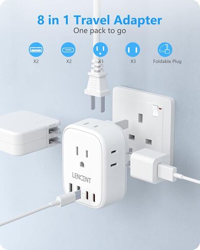 2 Pack European Travel Plug Adapter, LENCENT International Type-C Foldable Power Plug with 4 Outlets, USB C Charger Adaptor, US to Most of Europe EU Iceland Spain Italy France Germany, Cruise Approved in Saudi Arabia
