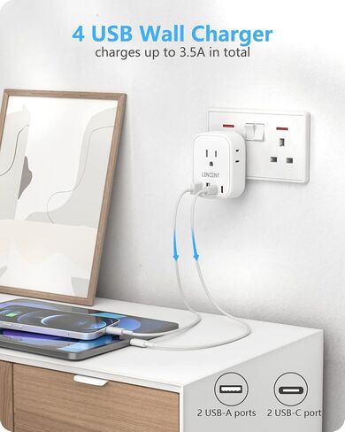 2 Pack European Travel Plug Adapter, LENCENT International Type-C Foldable Power Plug with 4 Outlets, USB C Charger Adaptor, US to Most of Europe EU Iceland Spain Italy France Germany, Cruise Approved in Saudi Arabia