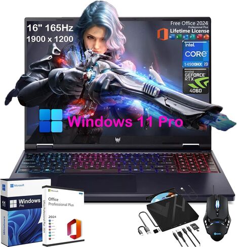 acer Predator Helios-Neo Gaming Laptop - Intel 24-Core i9-14900HX CPU, 16" 165Hz WUXGA Display, GeForce RTX 4060, Backlit KB, Win 11 Pro&2024 Office Lifetime, cefesfy Accessories(64GB DDR5 | 4TB SSD) in Saudi Arabia