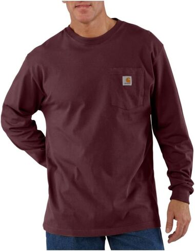 Carhartt Men's Loose Fit Heavyweight Long-Sleeve Pocket T-Shirt, Mocha Heather in Saudi Arabia