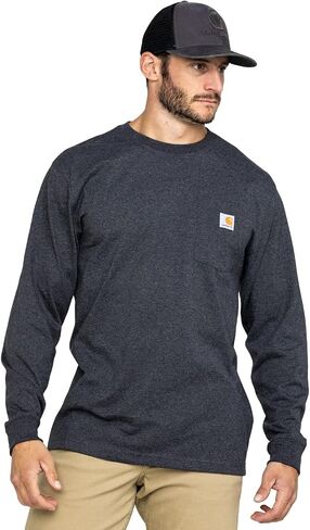 Carhartt Men's Loose Fit Heavyweight Long-Sleeve Pocket T-Shirt, Mocha Heather in Saudi Arabia