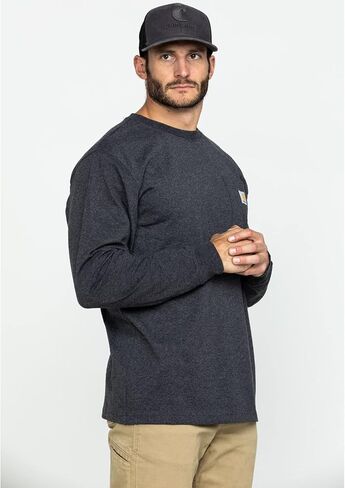 Carhartt Men's Loose Fit Heavyweight Long-Sleeve Pocket T-Shirt, Mocha Heather in Saudi Arabia