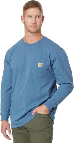 Carhartt Men's Loose Fit Heavyweight Long-Sleeve Pocket T-Shirt, Mocha Heather in Saudi Arabia