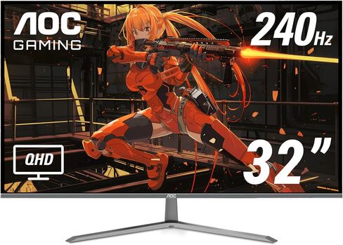 AOC Q32G11ZNE 32" Frameless Gaming Monitor QHD 2560 x 1440, 240Hz, 0.5ms Response time, HDR Ready, Console Gaming Ready, 3-Year Zero Dead Pixel Guarantee, Black in Kuwait