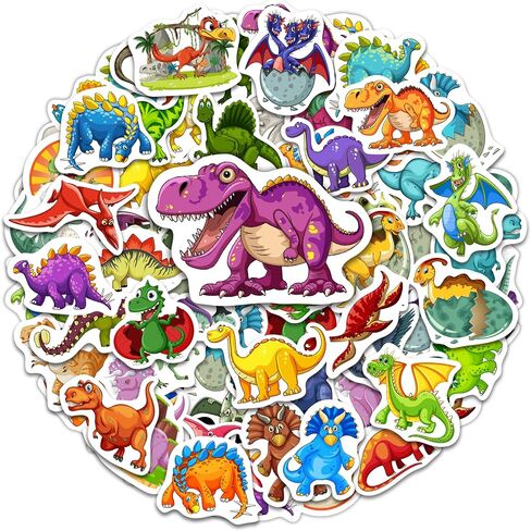 51PCS Cartoon Dinosaur Water Bottle Stickers for Kids, Cute Dino Animals Waterproof Vinyl Laptop Decals, Kids Teens Adults Scrapbook Skateboards Mugs Luggage Phone Cases Decorative Sticker Packs in Saudi Arabia
