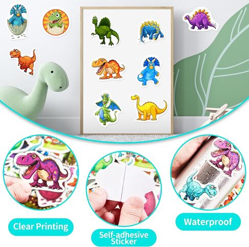 51PCS Cartoon Dinosaur Water Bottle Stickers for Kids, Cute Dino Animals Waterproof Vinyl Laptop Decals, Kids Teens Adults Scrapbook Skateboards Mugs Luggage Phone Cases Decorative Sticker Packs in Saudi Arabia