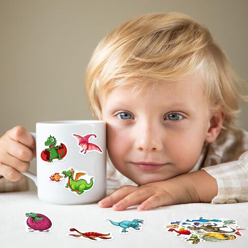 51PCS Cartoon Dinosaur Water Bottle Stickers for Kids, Cute Dino Animals Waterproof Vinyl Laptop Decals, Kids Teens Adults Scrapbook Skateboards Mugs Luggage Phone Cases Decorative Sticker Packs in Saudi Arabia