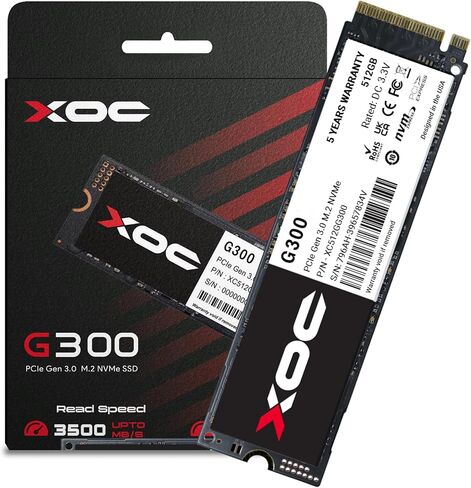 XOC G300 512GB Gen3 NVMe SSD, M.2 PCIe 3.0, Up to 3500 MB/s Read & 3200 MB/s Write, High-Speed Storage Solution for Gaming, Content Creation, and Everyday Computing - Compact Form Factor for Laptops in Saudi Arabia