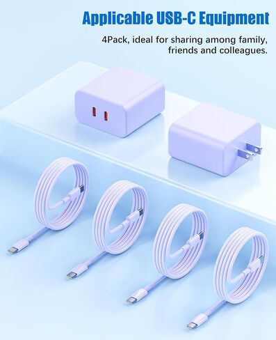 40W Dual Port iPhone 16 15 Pro Max Charger Fast Charging,2Pack Dual Port USB C Charging Block with 4Pack 10FT USB C to C Fast Charger Cord Long Compatible for iPhone 16/15 Plus/15 Pro Max/iPad Pro in Saudi Arabia