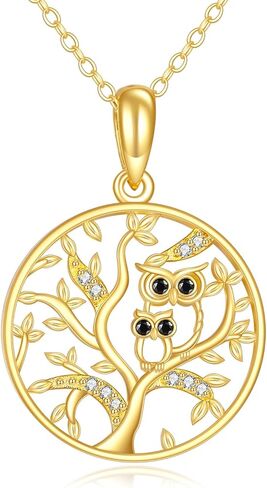 KECHO 14k Real Gold Owl/Axolotl/Dinosaur/Mermaid/Paw Necklace Animal Heart Jewelry Gifts for Mother Sister Grandma in Kuwait