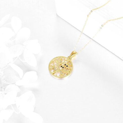 KECHO 14k Real Gold Owl/Axolotl/Dinosaur/Mermaid/Paw Necklace Animal Heart Jewelry Gifts for Mother Sister Grandma in Kuwait