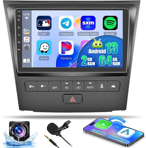ستيريو سيارة Android 13 لسيارة Lexus GS GS300/350/400/430/450H/460 2004-2011 مجموعة أدوات قياس الراديو، Carplay Android Auto اللاسلكي، راديو سيارة بشاشة تعمل باللمس 9 بوصة مع نظام تحديد المواقع واي فاي، كاميرا احتياطية بلوتوث (2 + 64 جيجابايت) in Saudi Arabia